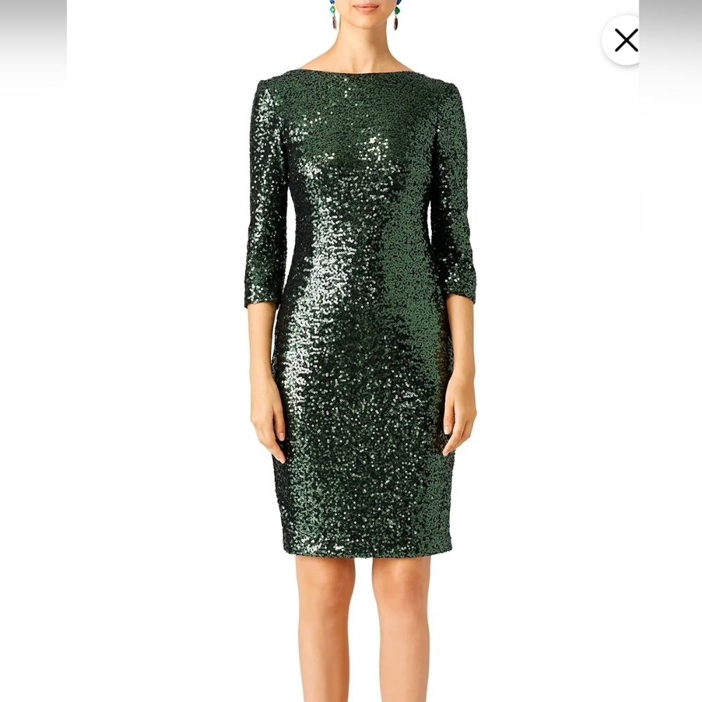 JAYGODFREY Green Sequin Long Sleeve Dress